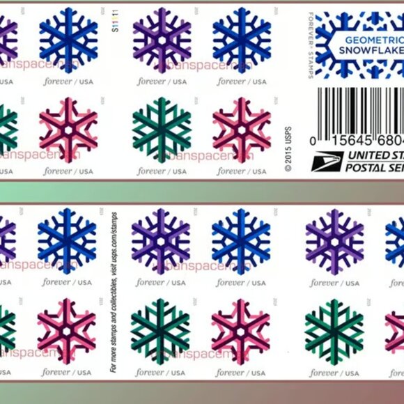 1000 Geometric Snowflakes Holidays 2015 Forever - Picture 2 of 4